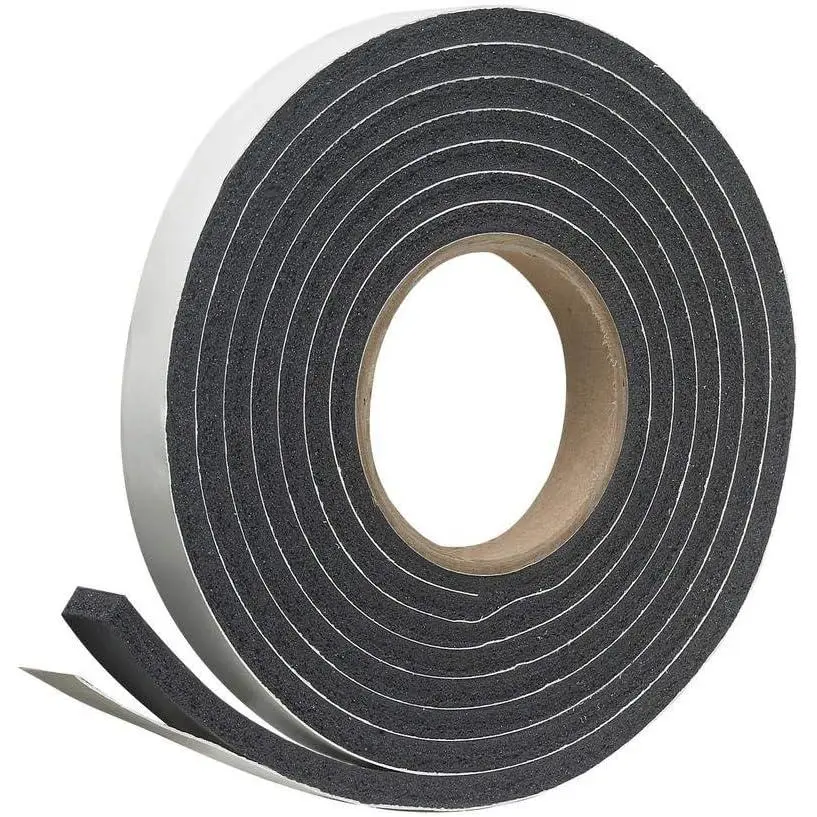 Grey Highly Compressable  Self Adhesive Weatherstrip (1/4" Thick x 3/4" Wide 17 FT Long).  Insulation Tape for use with Doors and Windows, Automotives, ACS and