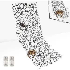 6 Pack Tarantula Enclosure Accessories Jumping Spider Habitat Accessories with 16pcs Magnets Spider Terrarium Decoration Praying Mantis Habitat Jumping Spider Climbing Mesh (Black)
