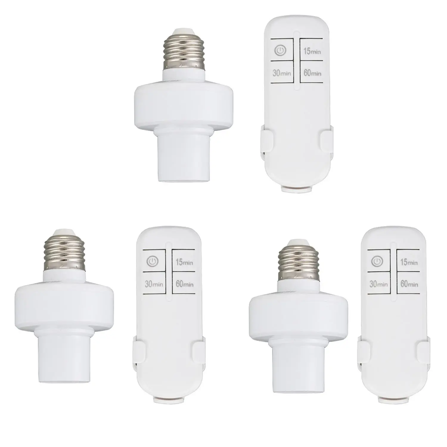 Remote Control Light Sockets with Timer, E26/E27 Bulb Base Holder, No Wiring Wall Mounted Wireless Light Switch Kit for Garage, Closet, Attic, Stairwell, 3 Pack