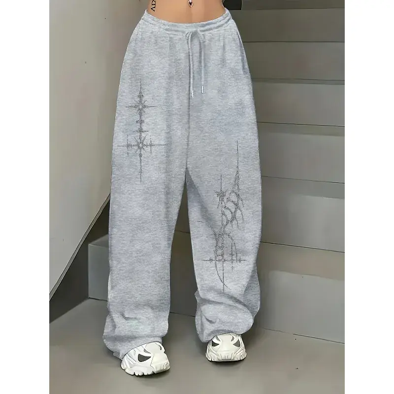 Women's Solid Neutral Streetwear Joggers, Relaxed Fit Cotton Blend with Elastic Waistband, Trendy Athleisure for Dance & Casual Wear, Athleisure Outfit, Trendy Streetwear Vibe, Graphic, Durable Quality, Everyday Jogger Pant