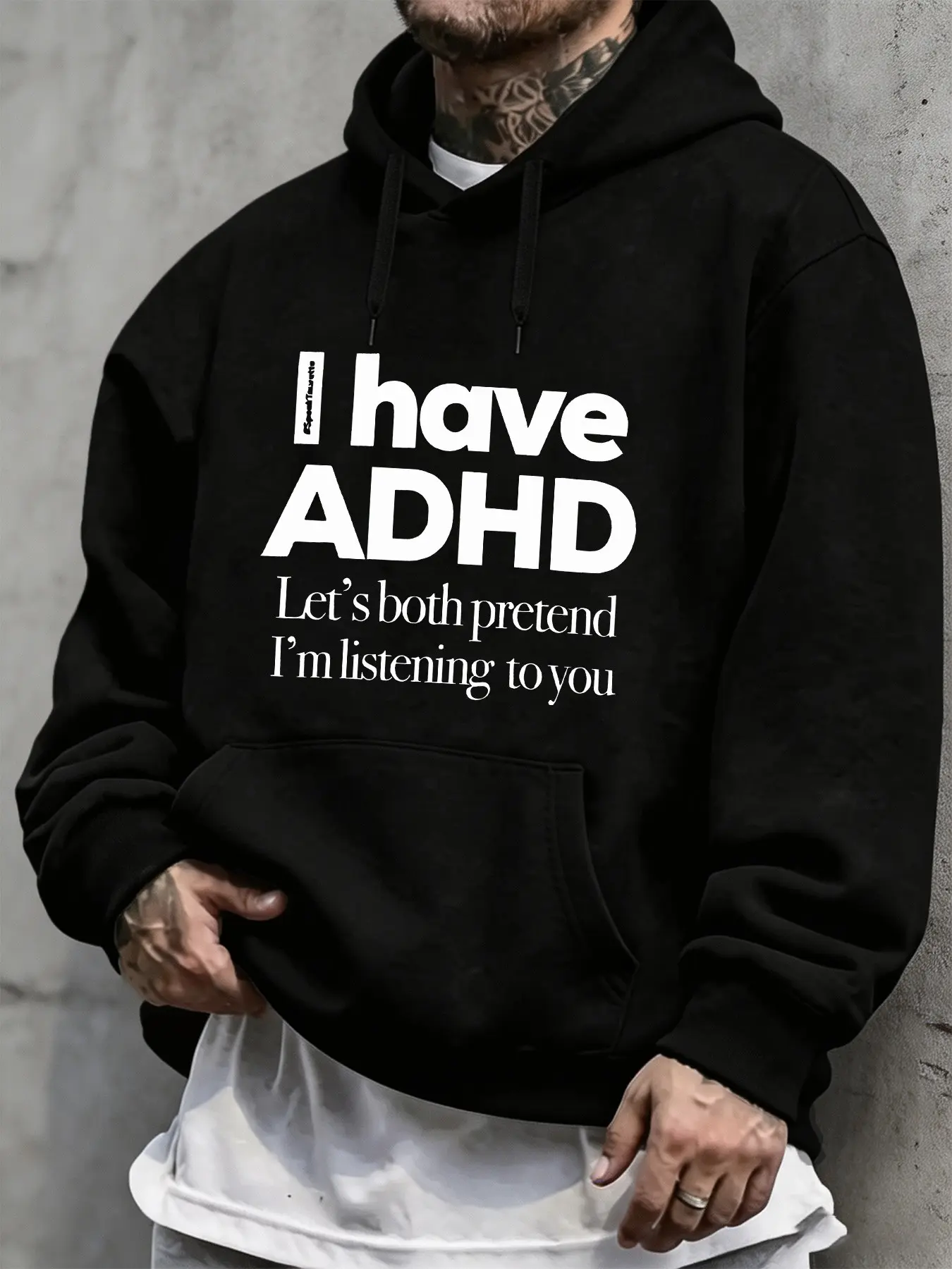 Mcd Adhd Humor Hoodie, Unisex Oversized Pullover, Casual Loose-Fit Streetwear, Fall&winter Daily, All over Print Design