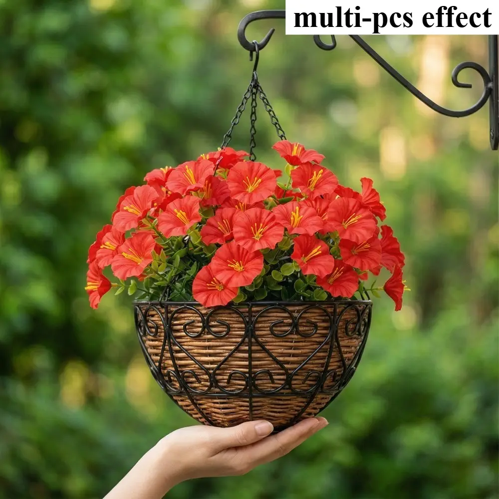 28pcs Artificial Morning Glory Flowers, Indoor Outdoor Decor, Father's Day Mother's Day Thanksgiving Christmas, Home Wedding Party Garden Patio Decoration