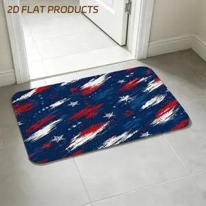 Patriotic Red White & Blue Brushstroke Star Pattern Doormat, Dark Blue Base with Dynamic Festive Splash Design, Entryway Floor Mat in Multiple Specifications Available, Ideal for Indoor Entrance, Porch and Daily Home Use