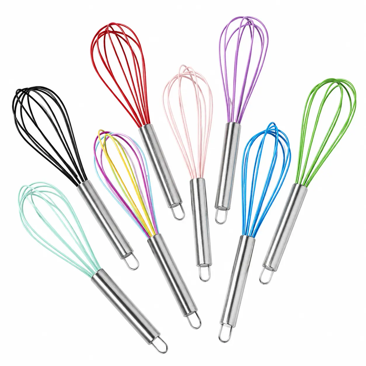 Heavy-Duty Stainless Steel Handheld Egg Beater with Food-Grade Silicone Whisk Head – Ergonomic Manual Mixer for Cake Batter, Whipped Cream, Pancake Mix, and General Baking Tasks