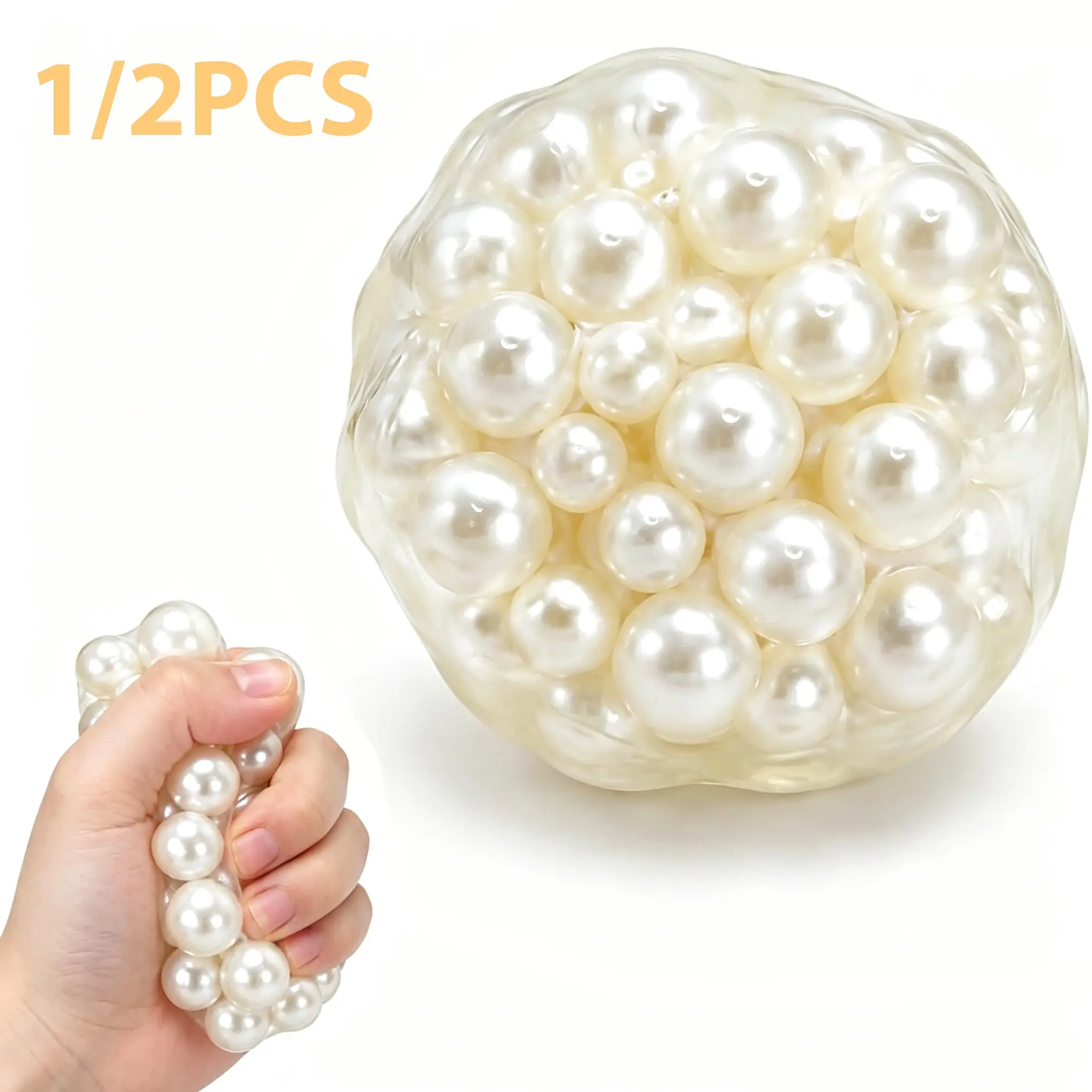 1/2 Pack Crunchy Stress Ball Soft Decompression Toy, Sensory Squeeze Toy for Adults | Pearl Crunchy Soothing Anxiety Toy, Portable Moldable Squeeze Toy for Adults and Children, Birthday Christmas Gift Party Favor