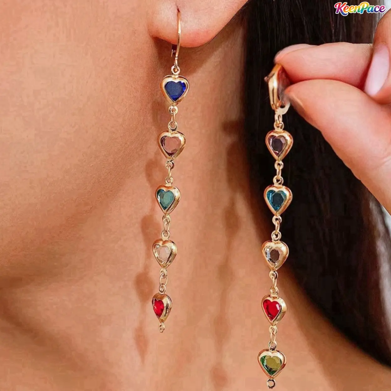 Heart Shaped Rhinestone Dangle Earrings For Women, Hypoallergenic Elegant Sparkling Drop Jewelry, Trendy All-Match Delicate Ear Accessory Ideal For Daily Outfits, Party Styling And Sentimental Jewelry Gift Giving For Ladies