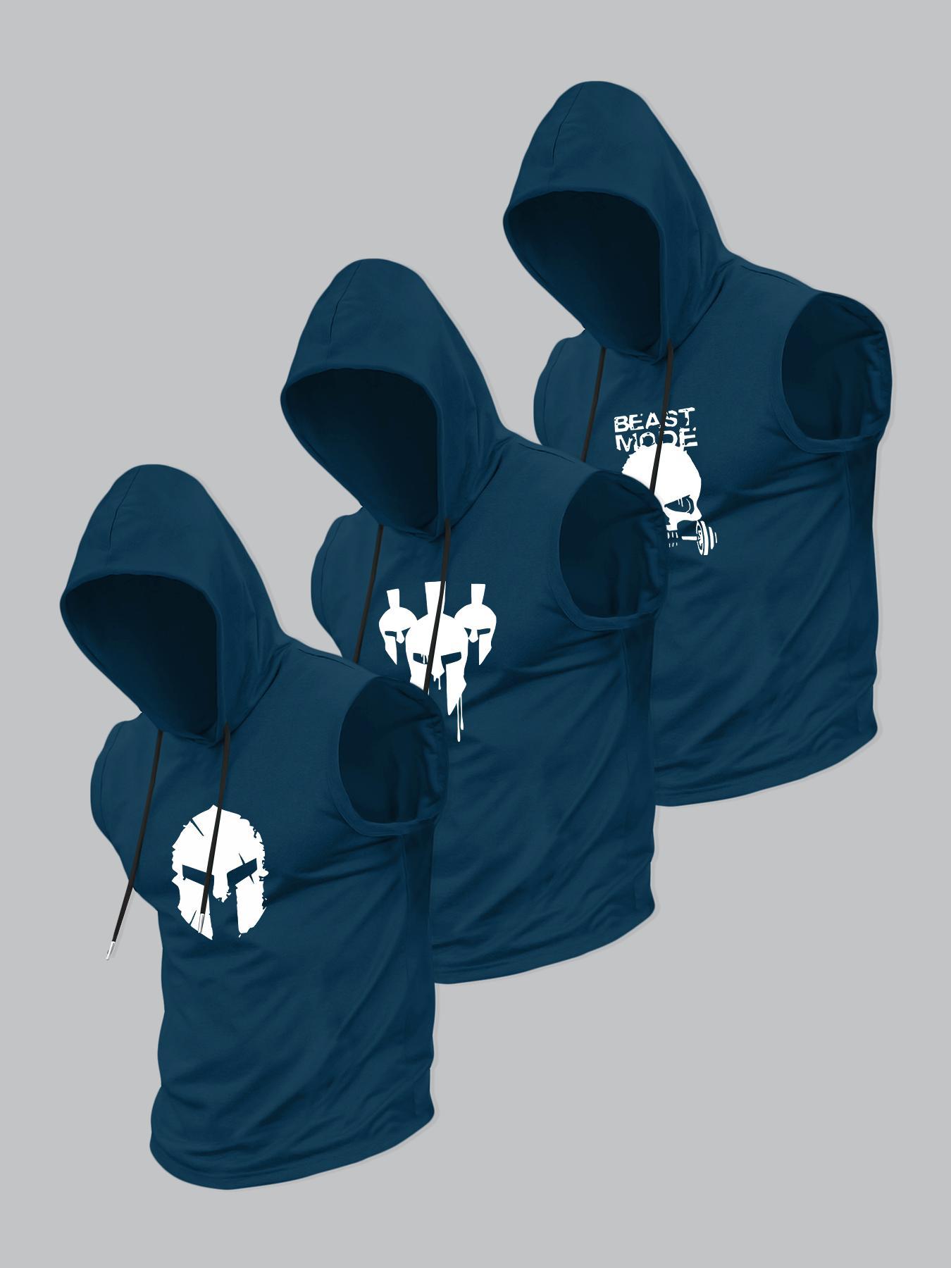 Men's Skull Print Graphic Hooded Tank Top, Regular Fit Casual Sleeveless Top for Summer, Men's Top for Daily Wear, Sweatshirt