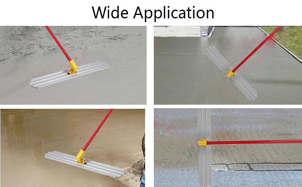 GARVEE 48''x8'' Concrete Bull Float, Aluminum Alloy Concrete Float Tool with Handles ×3, Flexible Concrete Tools Finishing, Concrete Surface Smoothing Tools Kit for Road, Walls