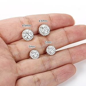 MILACOLATO  synthetic  Moissanite Stud Earrings Halo Stud Earrings Brilliant Round Cut D Color VVS1 Clarity Lab Hypoallergenic synthetic Moissanite Stud Earrings   synthetic  moissanite earrings
