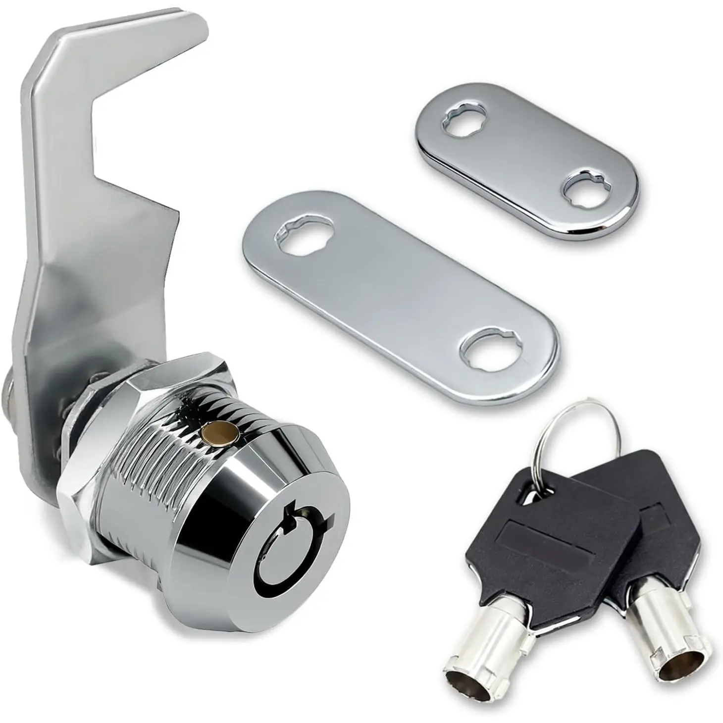 1Pack Toolbox Lock with Keys 5/8 Inch Cabinet Locks Keyed Alike Tubular Cam Lock Hook Cam with Zinc Alloy