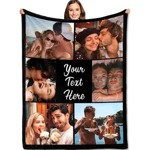 BARLEY ONE Click “Shop Chat”, Send Photos, Custom Photo Blanket with Text, Fast Next Day Shipping, Personalized Pictures Flannel Throw, Blanket for Husband, Wife, Boyfriend, Girlfriend, Perfect Valentine's Day, Birthday, Mother's Day Gift
