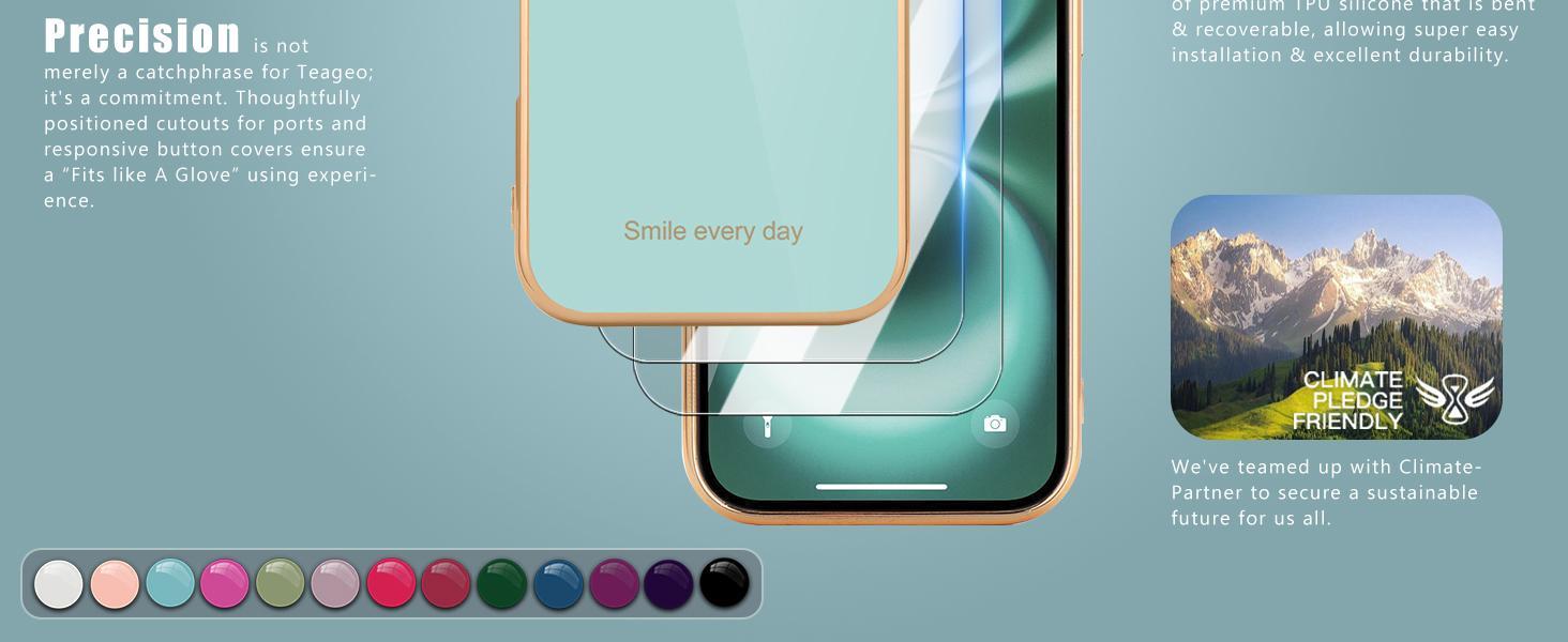 Teageo Compatible with iPhone 16 Case for Girl Women Cute Love-Heart Luxury Bling Plating Soft Back Cover Raised Camera Protection Bumper Silicone Shockproof Phone Case for iPhone 16, Pearl Aqua