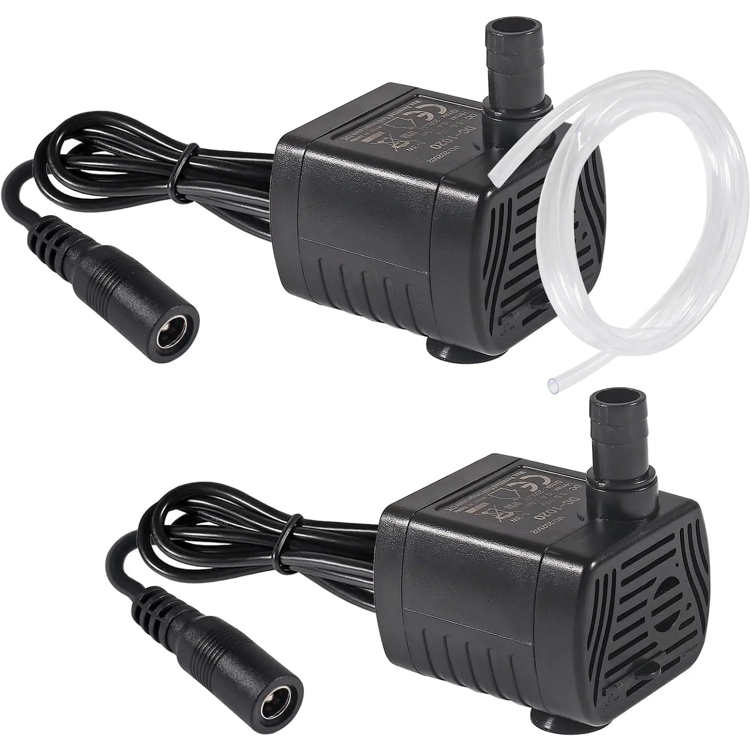 2 count Water Pump 200L/H DC 5.5-12V 1- Mini Submersible Water Pump with 6.5ft Tubing for Aquarium Fish , Pond, Fountain, Hydroponics
