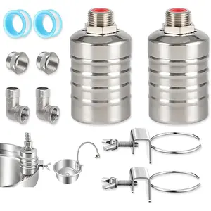 2 Pack Auto Water Level Control Float Valve, 304 Stainless Steel Automatic Water Refill Shut-off  Valve with Side/Top Entry and Retaining Clip for Water  Pool Livestock Troughs (1/2" to 3/4")