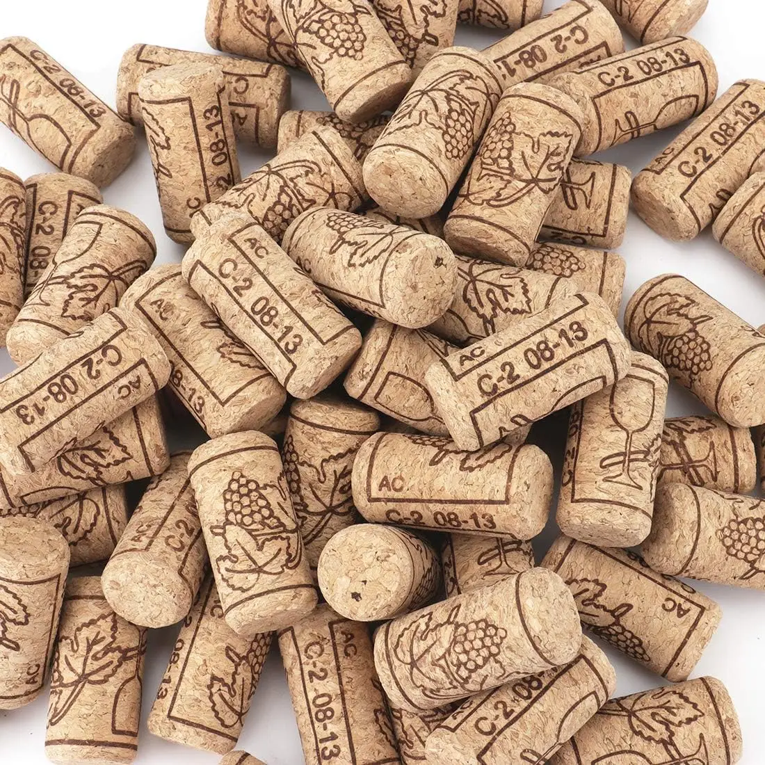 100 Pack #8 Natural Wine Corks, 7/8" x 1 3/4" Premium Straight Cork, Wine Stopper for Corking Wine Making Art Projects
