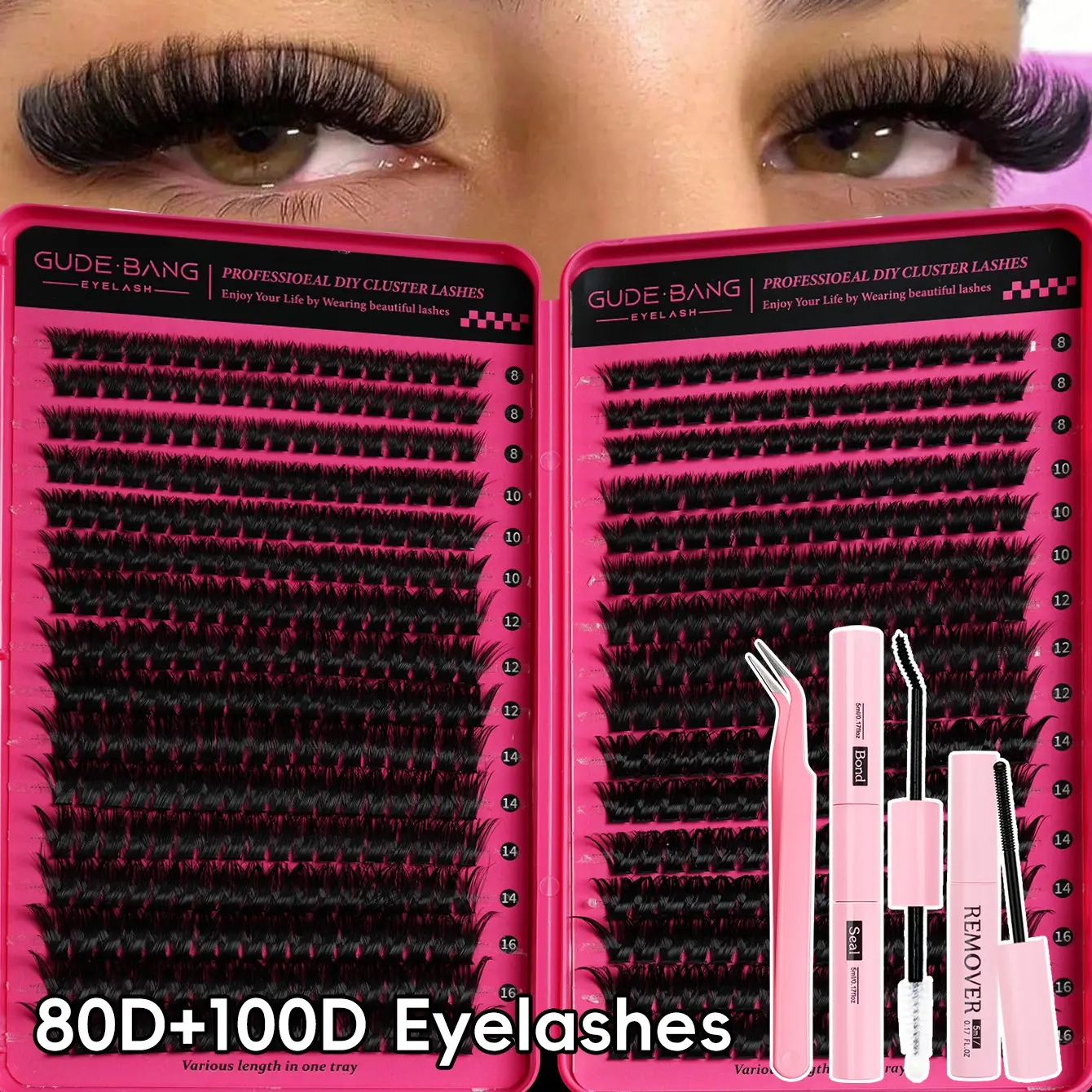 544pcs D Curl Cluster False Eyelashes Set Large Capacity DIY Eyelashes, Suitable For Beginners, Easy To Use At Home, Portable For Daily Wear And Travel, Ideal For Weddings, Dates, Parties, Festivals, Christmas And Halloween Gifts, Diy Eyelashes Clusters
