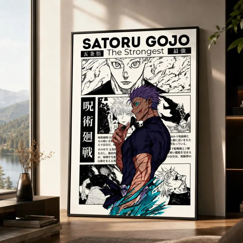 Gojo Satoru Jujutsu Kaisen Anime Poster, JJK Manga Wall Artwork Prints, Home Decor Gift, Anime Wall Art, Manga Poster, Japanese Anime Room Decor, Canvas Prints, Bedroom Dorm Wall Decor, Gamer Room Decor, Anime Gift for Fans