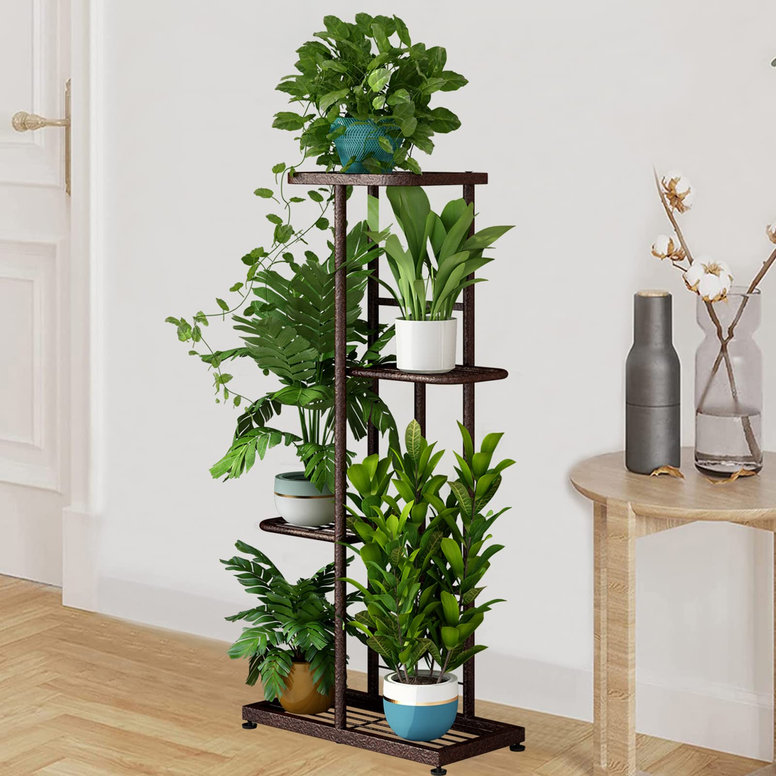 Plant Stand Indoor Outdoor Metal 4 Tier 5 Potted Multiple Flower Pot Holder Shelf Planter Display Shelving Unit for Patio Garden Corner Balcony Living Room【A001】 Deals For You Days