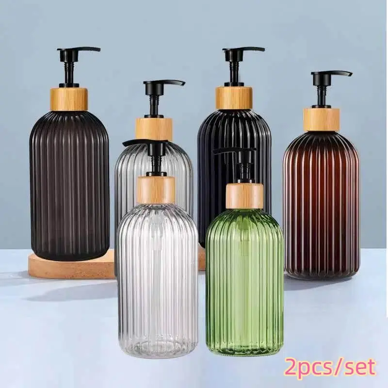2pcs 500ML Bathroom Refill Bottles, Plastic Soap Dispenser, Bathroom Accessory, Soap Dispenser, Shampoo Conditioner Dispenser, Press Mechanism, Ideal for Shower Gel, Hand Wash, Soap and Lotion Dispenser Set, Toiletries Dispenser