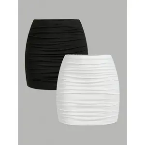 ASD1 Hip Skirt Same Style Two-Piece Set, Elegant Solid Color Skirt, Sexy Hot Short Skirt, Daily Home Versatile, Street Afternoon Tea, Spring And Summer New Products