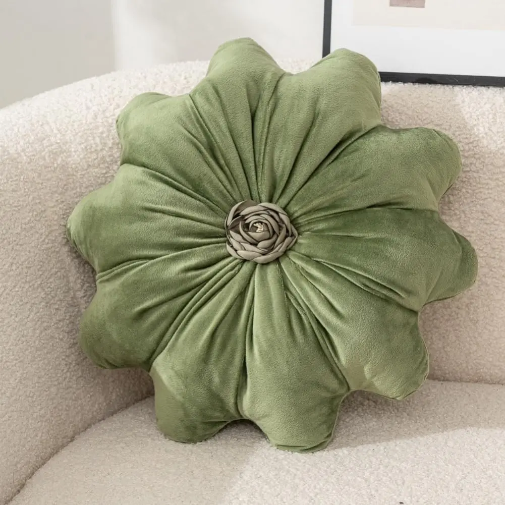 Flower Pillow Cushion Round Decorative Throw Pillow 15.7 Velvet Flower Shaped Pillow for Sofa Couch Vanity Chair Bed