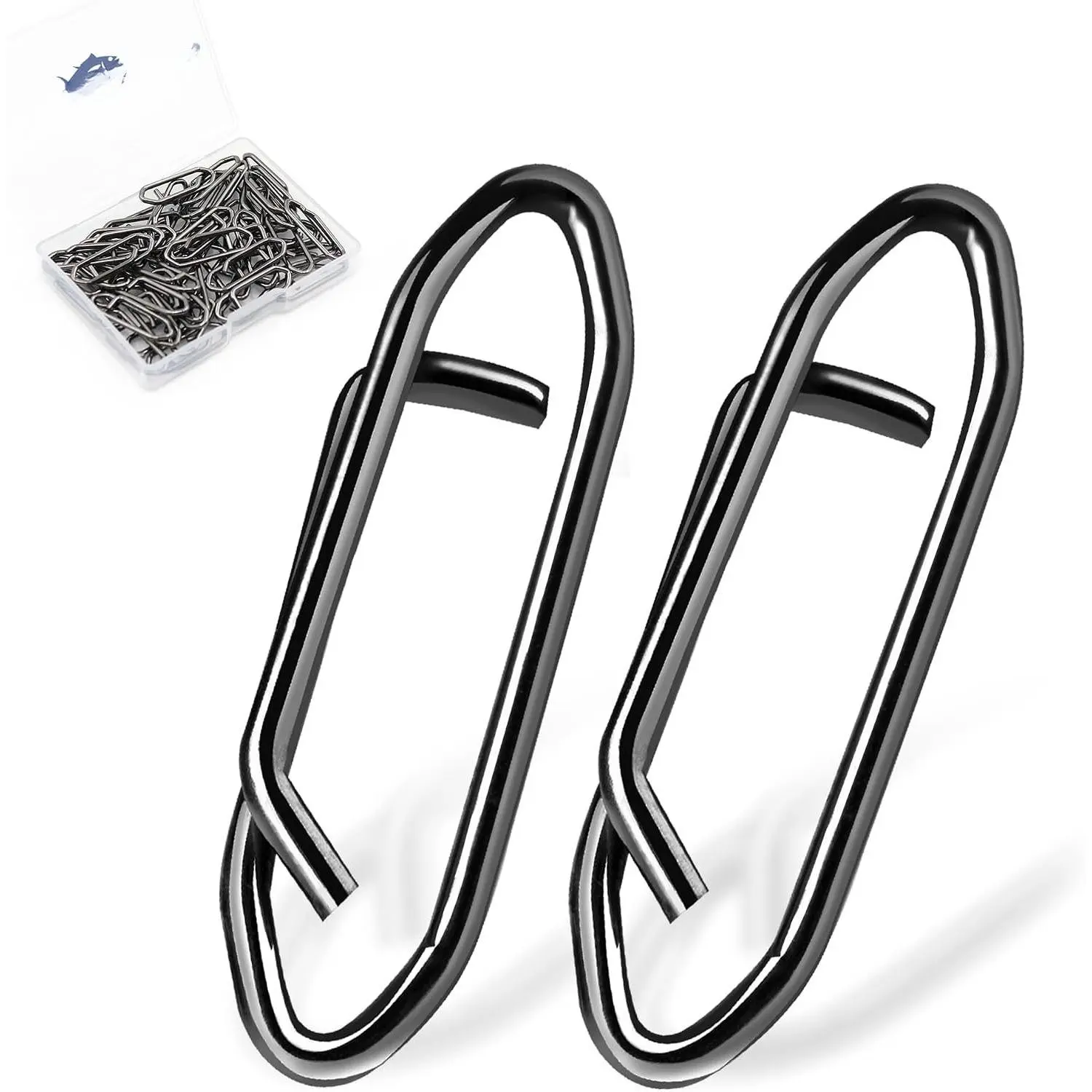 50 count Fishing Clips Power Clip, Quick Change Split Rings Snaps | Stainless Steel Rust-Proof, Fits Swivels, Hooks, Weights, Leaders for Spinning, Surf, Baitcasting Saltwater Freshwater