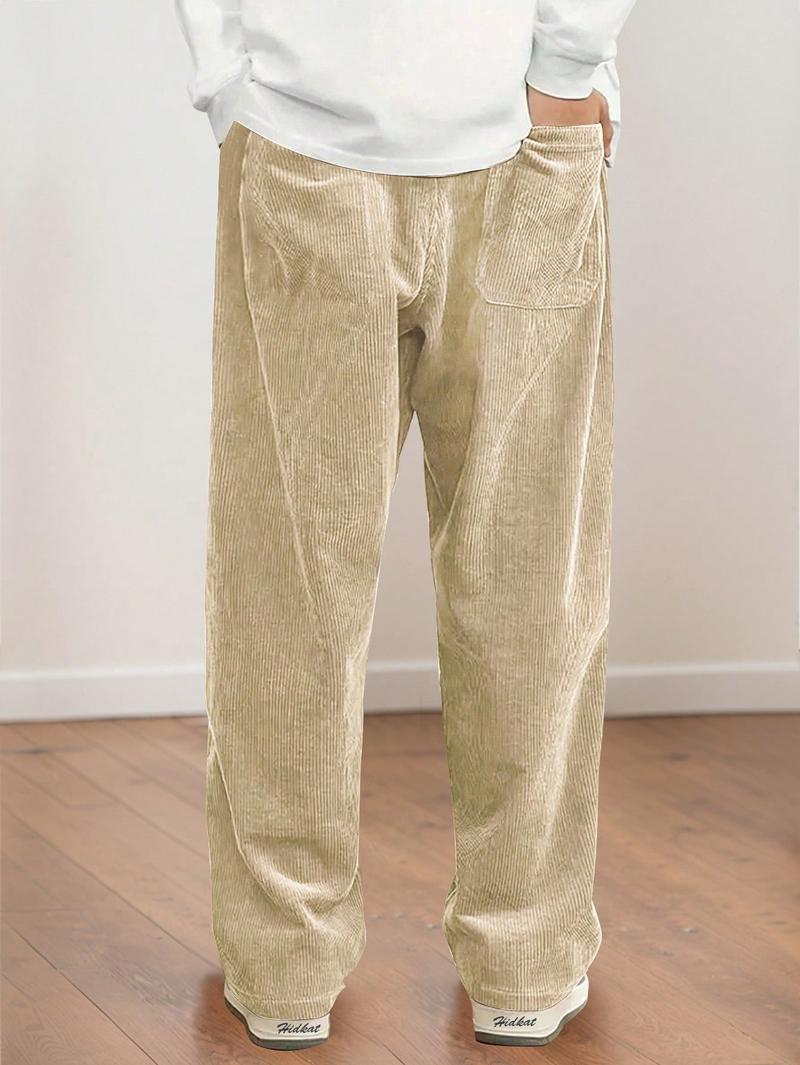 Women's Straight Leg Corduroy Pants Featuring Drawstring Elastic Waist, Fit for Casual, Sports, Hiking, Spring/Autumn