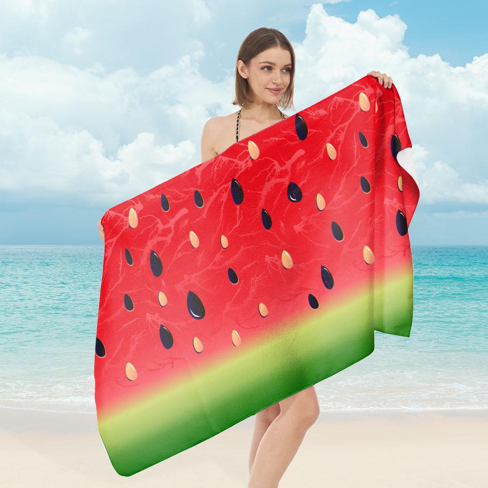 Quick-drying printed beach towel Adult microfiber seaside sunscreen absorbent towel Outdoor swimming bath towel