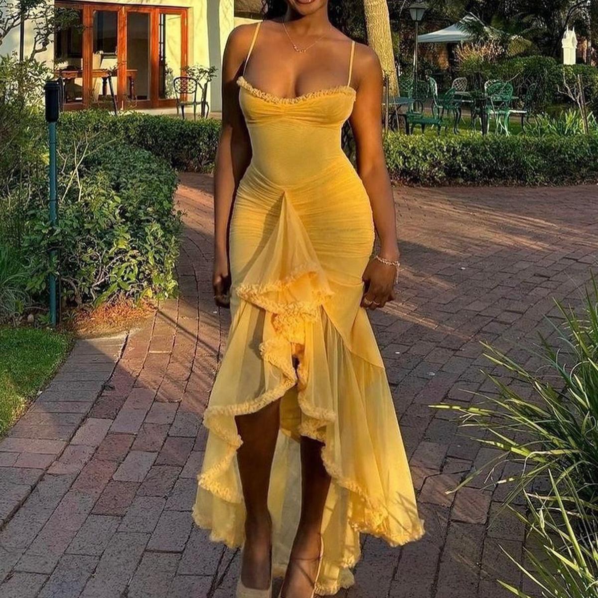 Elegant 2026 Summer European American Style Strapless Long Yellow Dress with Ruffle Details for Wedding Guest Formal Events Birthday Party Workwear Womenswear Fashion TrendingNow ForWomen Womenswear Yellow Ruffle Mermaid Gown - TikTok Shop Elegant 2026 Summer European American Style Strapless Long Yellow Dress with Ruffle Details for Wedding Guest Formal Events Birthday Party Workwear Womenswear Fashion TrendingNow ForWomen Womenswear Yellow Ruffle Mermaid Gown - TikTok Shop