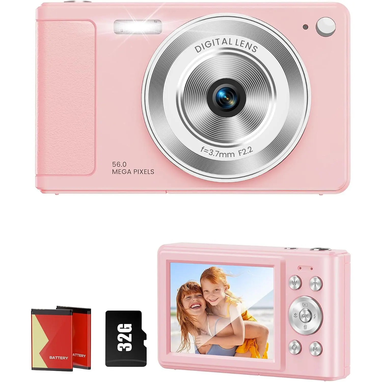 Digital Camera, 56MP, FHD 1080P Point & Shoot Camera, 32GB SD Card