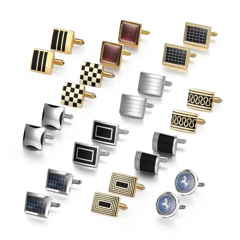 1Pair Square Man Shirt Cufflinks Copper Tie Clips & Cufflinks For Mens Luxury Wedding Guests Gifts Fashion Jewelry Men Cuffs
