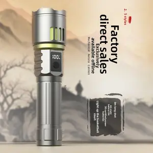 2-in-1 powerful flashlight (power bank), digital battery indicator, rechargeable, zoomable, X4 level waterproof, adjustable brightness, suitable for outdoor use, emergencies, camping accessories, black Father's Day gift, outdoor entertainment