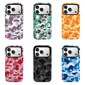 B-BAPE Camo Ape Head Phone Case Streetwear Hypebeast Aesthetic Shockproof Protective Cover Designed for iPhone 11-17 Pro Max/Plus & Samsung Galaxy S23-S25