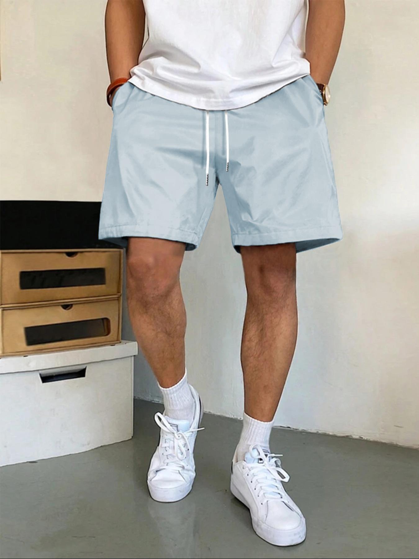 Men's Solid Color Shorts, Regular Fit Casual Comfy Shorts for Summer, Men's Bottoms for Daily Wear, Menswear
