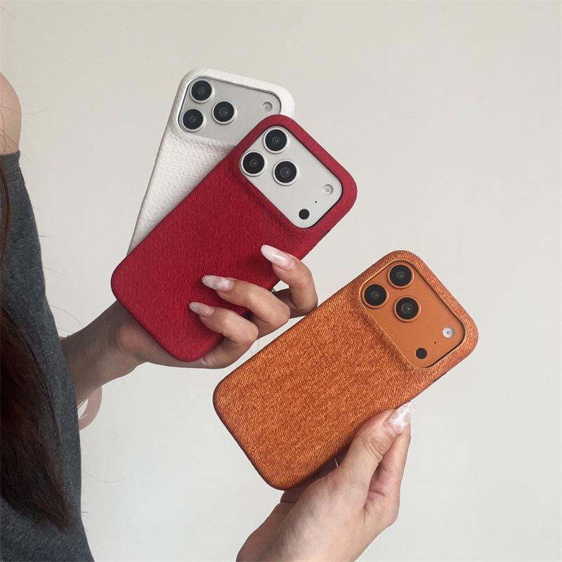 Simple solid color denim pattern case for iPhone 14/13, for iPhone 17/16/15 PRO MAX, anti-drop phone cover