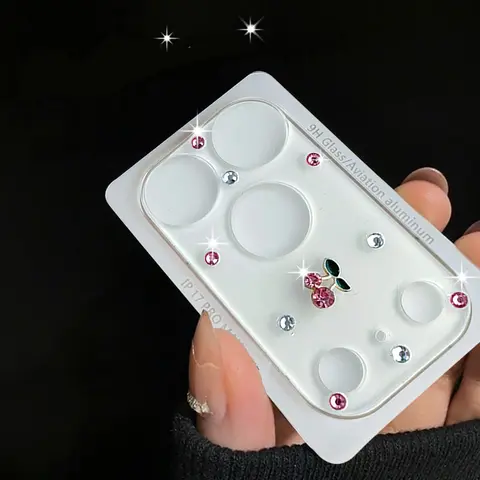 For iPhone 17 18 Pro Max Cute 3D Rhinestone Decoration Camera Lens Protector Protective Glass Lens Cell Phone Accessories