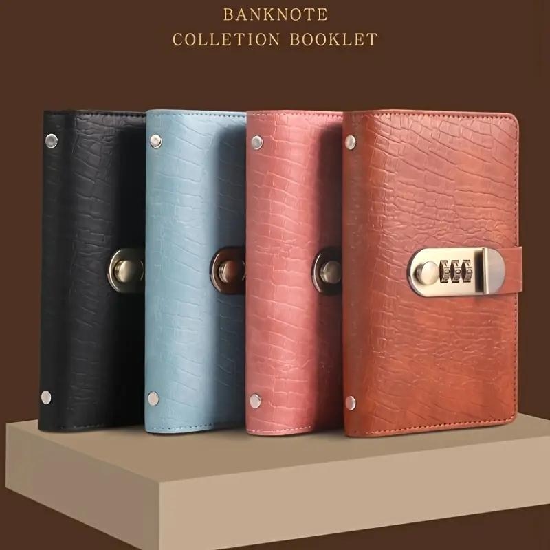 A6 Savings Notebook with Lock, 1 Count Small Cash & Finance Notebook, Savings Challenge Planner for Storing Money and Important Information