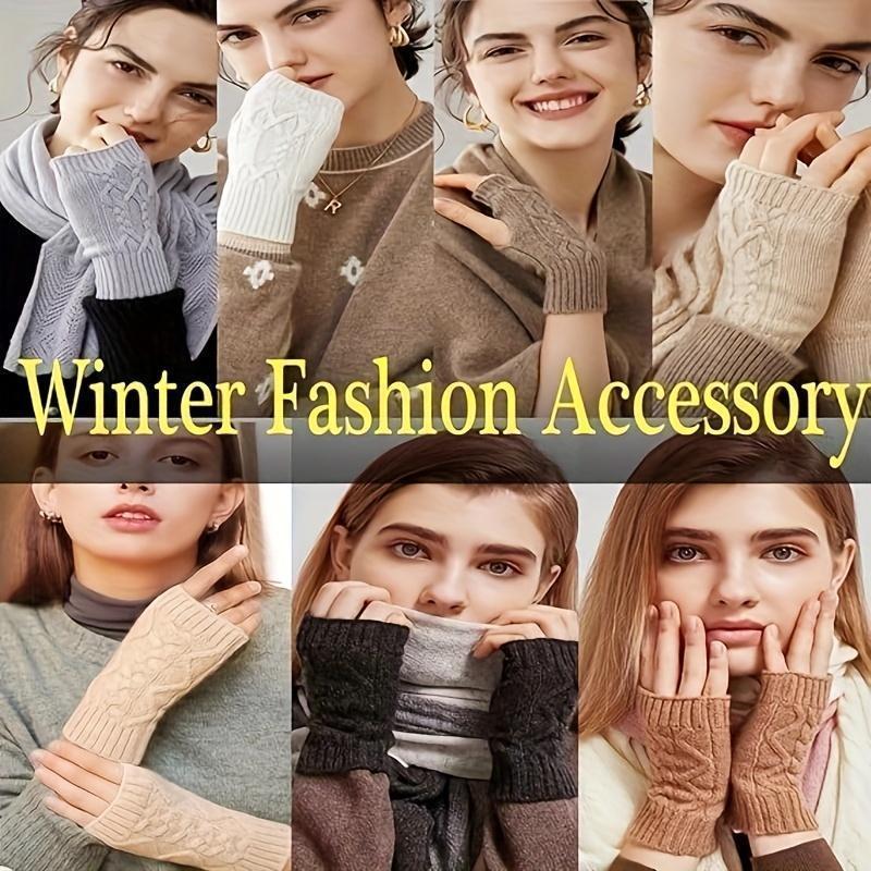 4 Pairs Women’s Knitted Fingerless Gloves  Soft Stretchy Crochet Wrist Warmers with Thumb Hole, Cozy Winter Arm Sleeves for Typing, Driving, Outdoor Work & Daily Cold-Weather Comfort