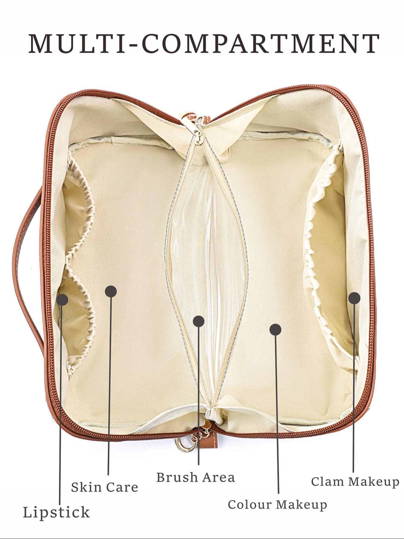 Bohemian Style Colorful Ethnic Pattern Compact Makeup Bag, Casual Trendy Waterproof Cosmetic Storage Bag, Versatile Zipper Makeup Bag for Women & Girls for Travel Use, Travel Cosmetic Bags, Makeup Organizer Pouch