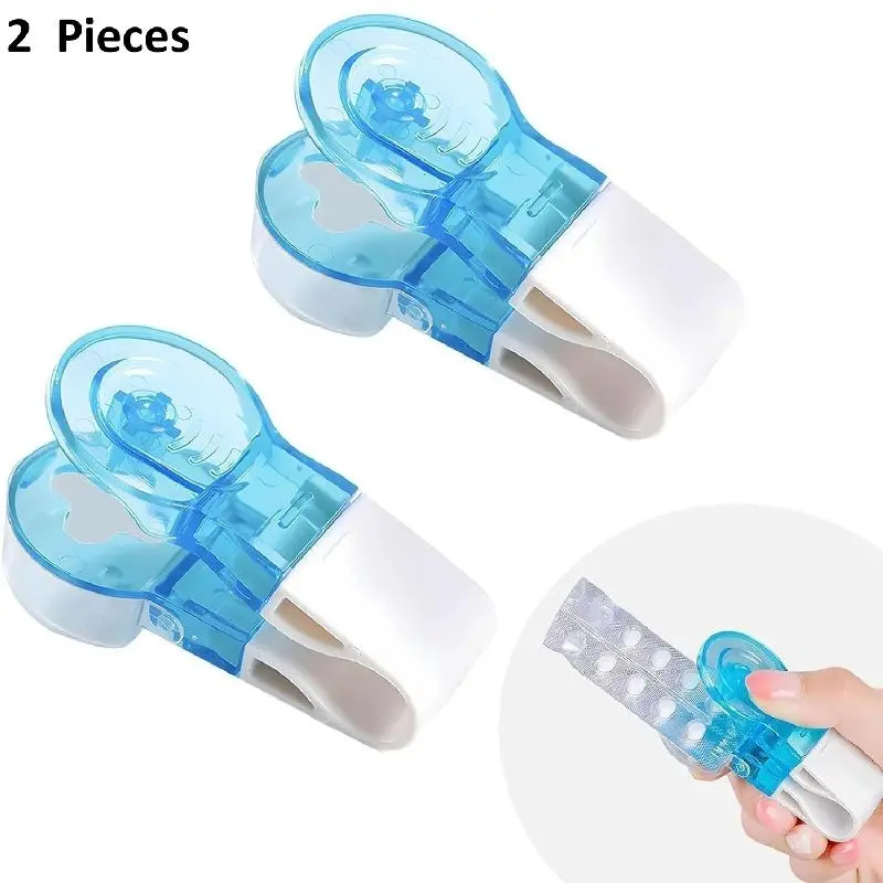 Portable Pill Taker Remover, Blister Pack Opener, No Contact Pill Extractor, Easy to Use Travel Tablet Dispenser, 2pcs Medication Aids