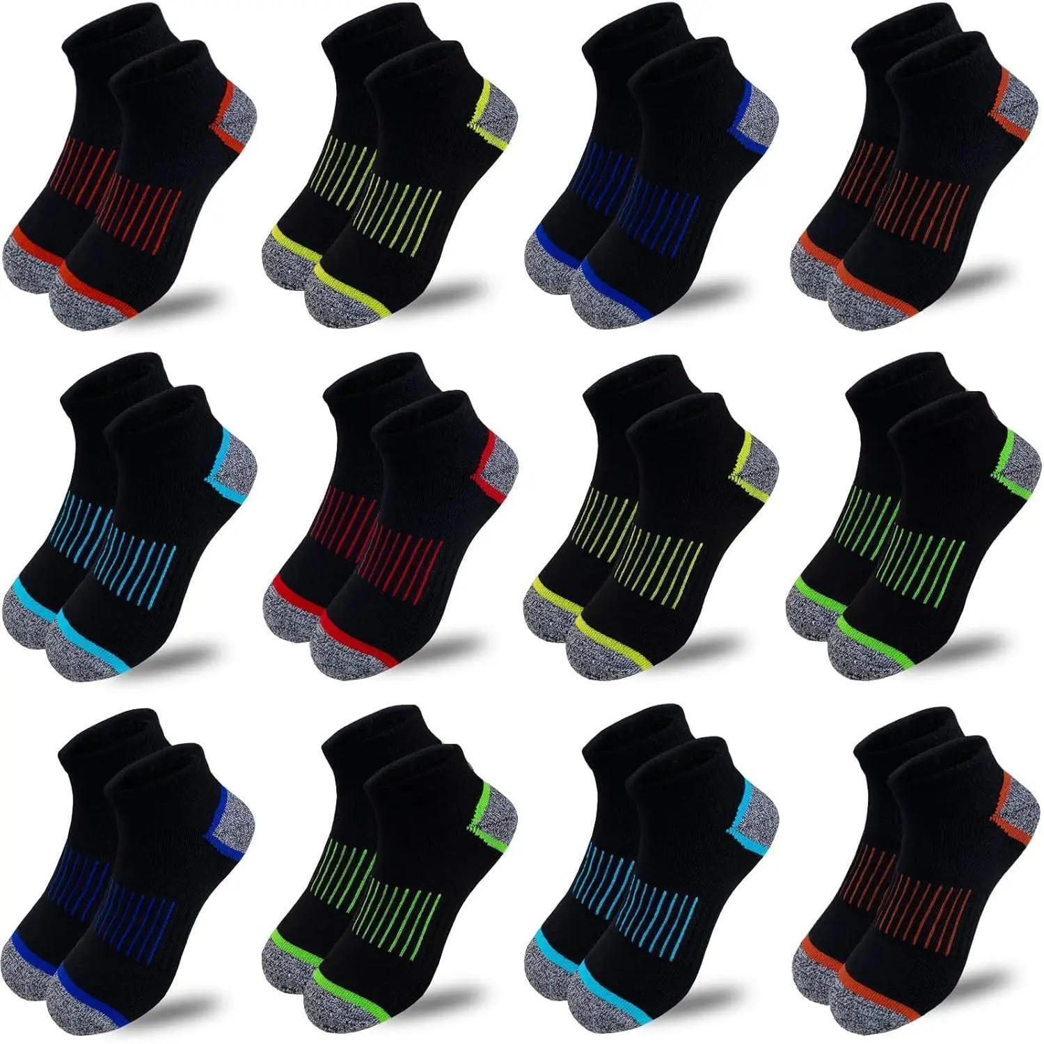 boys socks 12 Pairs kids Half Cushion Low Cut Sock Sport Ankle Athletic Sock for Little Big Kids,summervibes