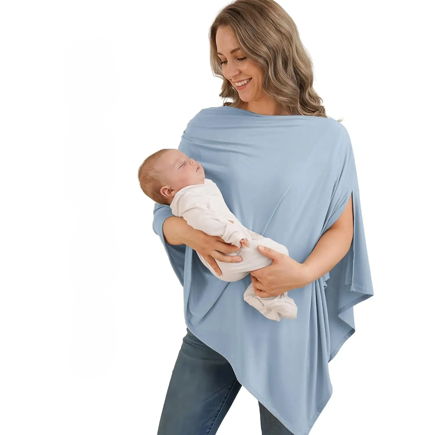 Konssy Nursing Cover for Breastfeeding, 360° Full Privacy Breathable Breastfeeding Cover, Multi-use Carseat Canopy
