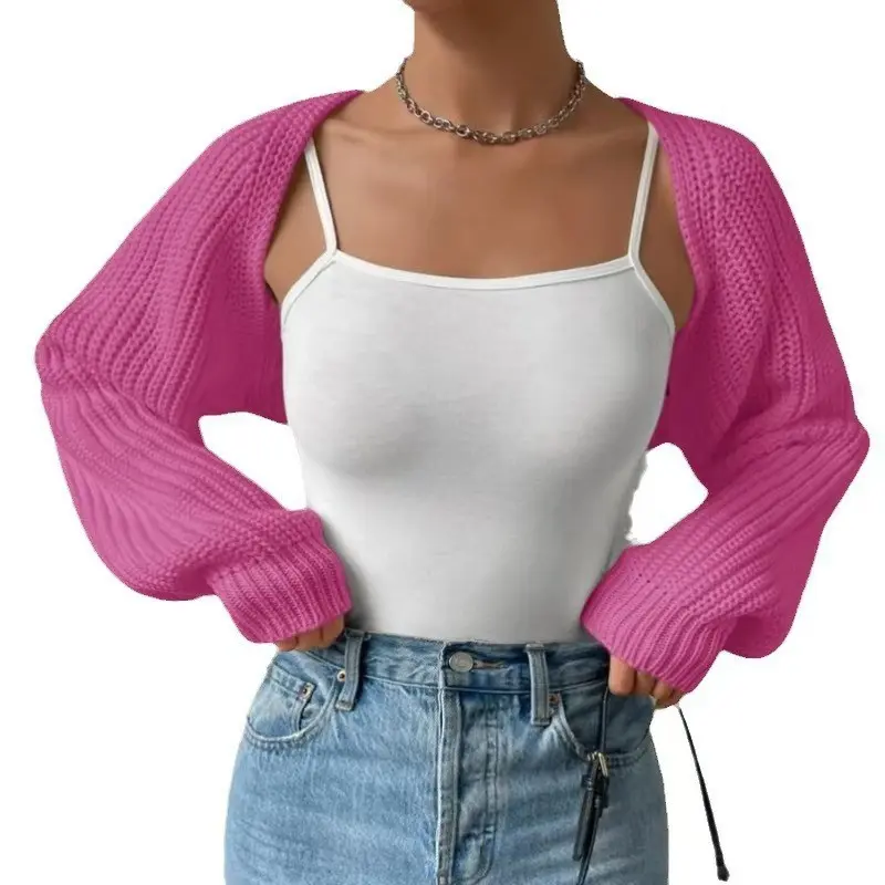 New fashionable women's ribbed knit cardigan with open front and long sleeves, casual style