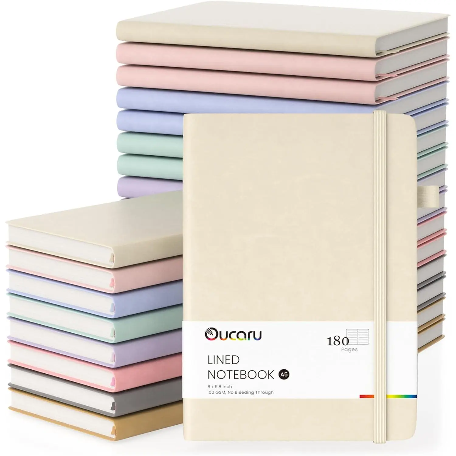 Bulk 24 Pack A5 Lined Journal Notebook Set, 180 Pages 100 GSM Paper | Bulk 24 Pack Office , 100 GSM Thick Paper No Ghosting, 180 Lined Pages, 180° Lay Flat, Pen Loop, Inner Pocket