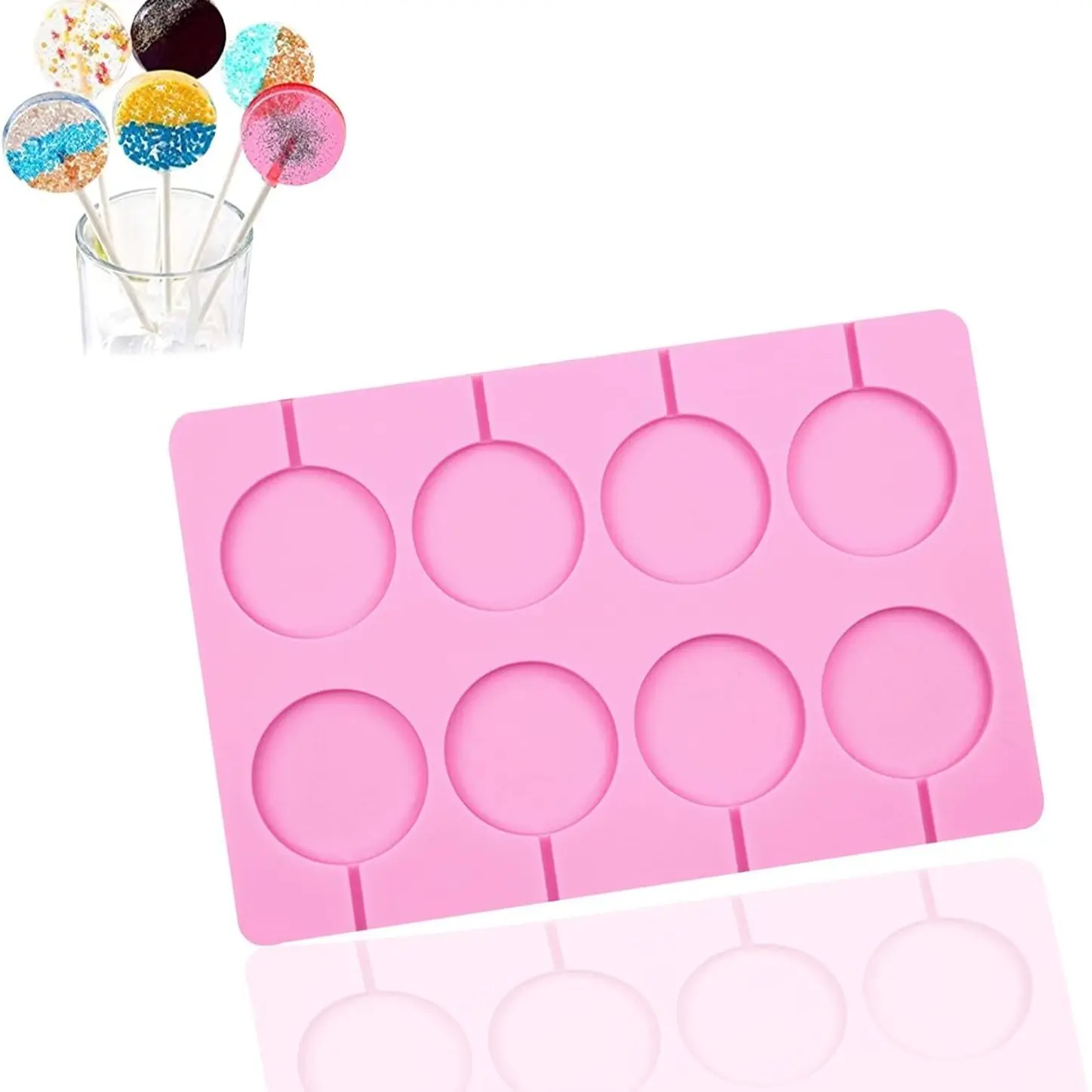1pc 8-Piece Lollipop Mold, Fun DIY Baking Tool, Candy Molds, Cookie Molds, Chocolate Molds, Perfect for Creative Baking Projects