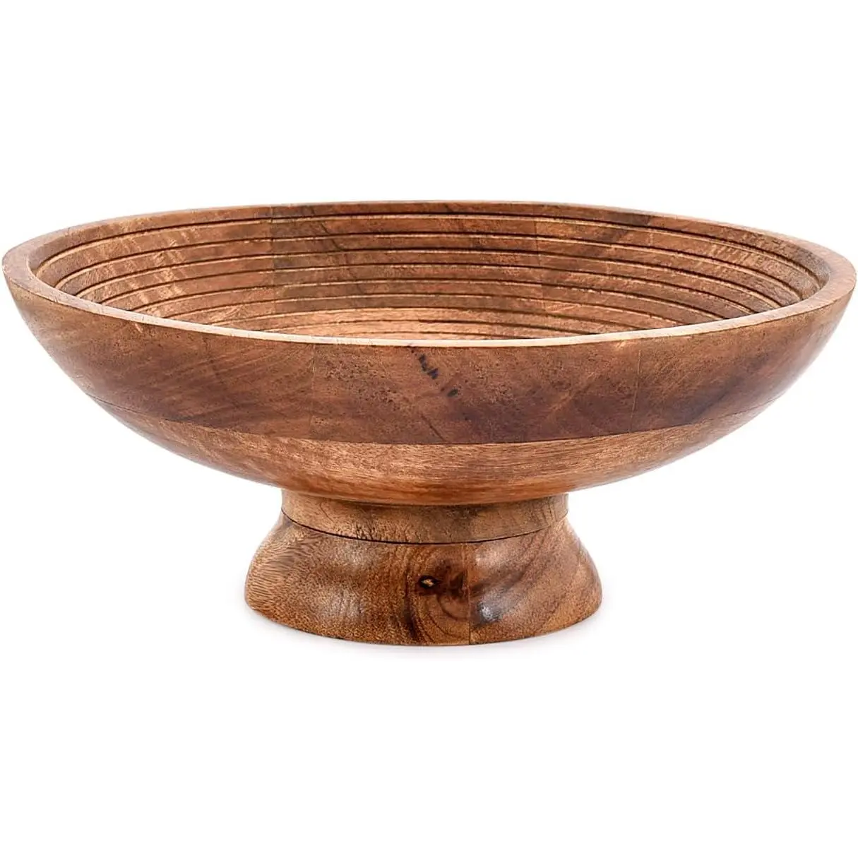 FRUIT BOWL Mango Wood Round Shaped Serving Bowl For Fruit,Dessert Platter Tray Dish Kitchen Dining Fruit,Dessert,Snack (12" x 12" x 5")