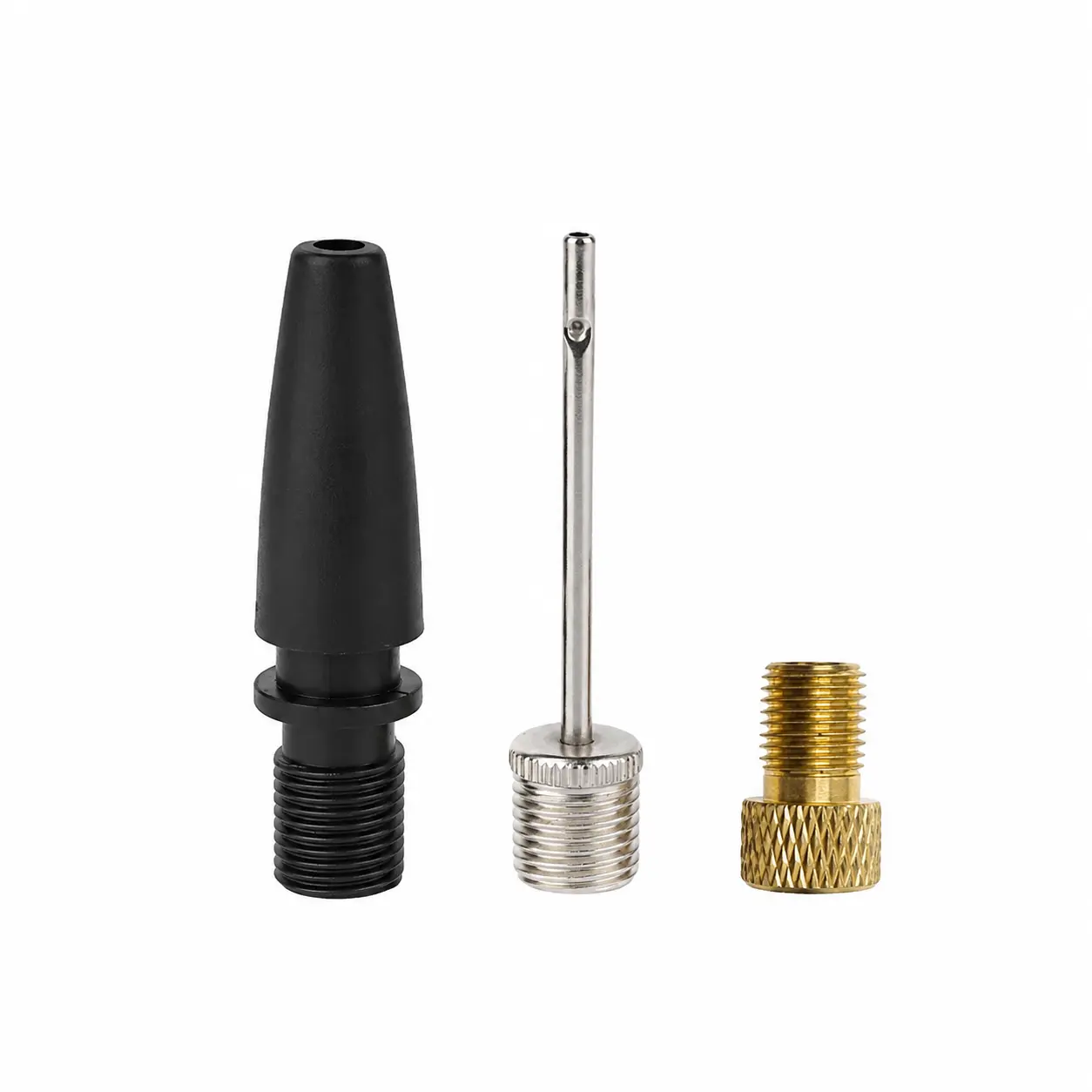 Heavy-Duty Three-Piece Metal Air Nozzle Set for Bicycles, Inflatable Toys, Swim Rings, and Sports Balls – Universal Fit with Precision Ball Needle and Mountain Bike-Compatible Valves