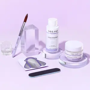 SAVILAND Acrylic Nail Kit 30g Clear Acrylic Powder and Liquid Set with 12 Nail Brush Forms and Manicure Tools for Extensions DIY 3D Nail Art Sculpting Home Use