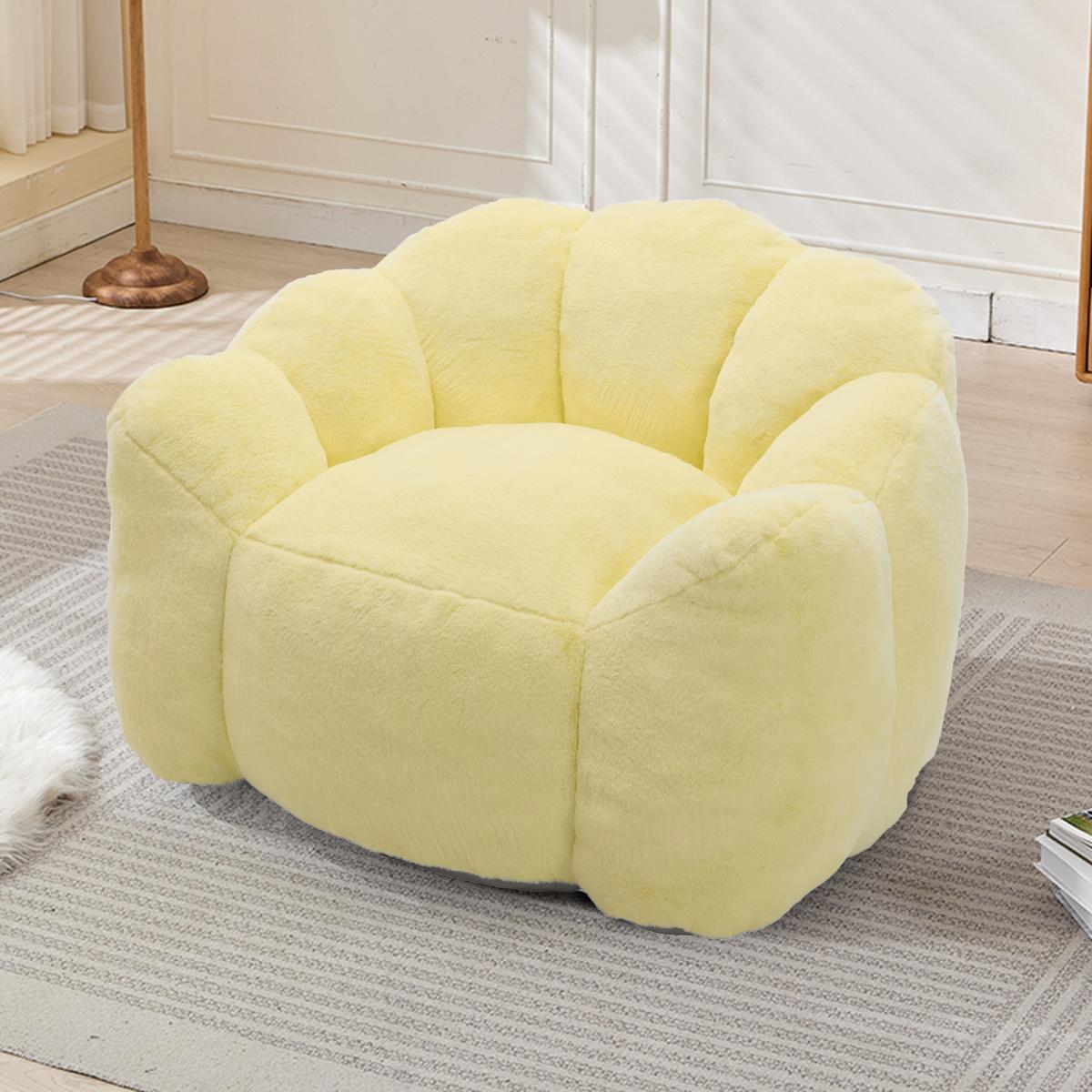 Compression Bean Bag Sofa – Lotus & Cat Shape, No Assembly, High-Density Memory Foam, Anti-Fouling Faux Fur, for Living Room Bedroom