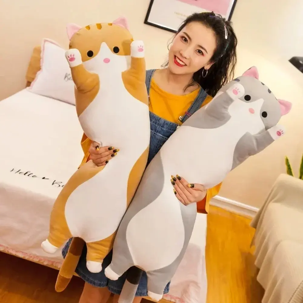 Long Cat Plush Body Pillow, Cute Animal Stuffed Toy Soft Large Sleeping Cushion Sofa Decorative Throw Pillow Gift